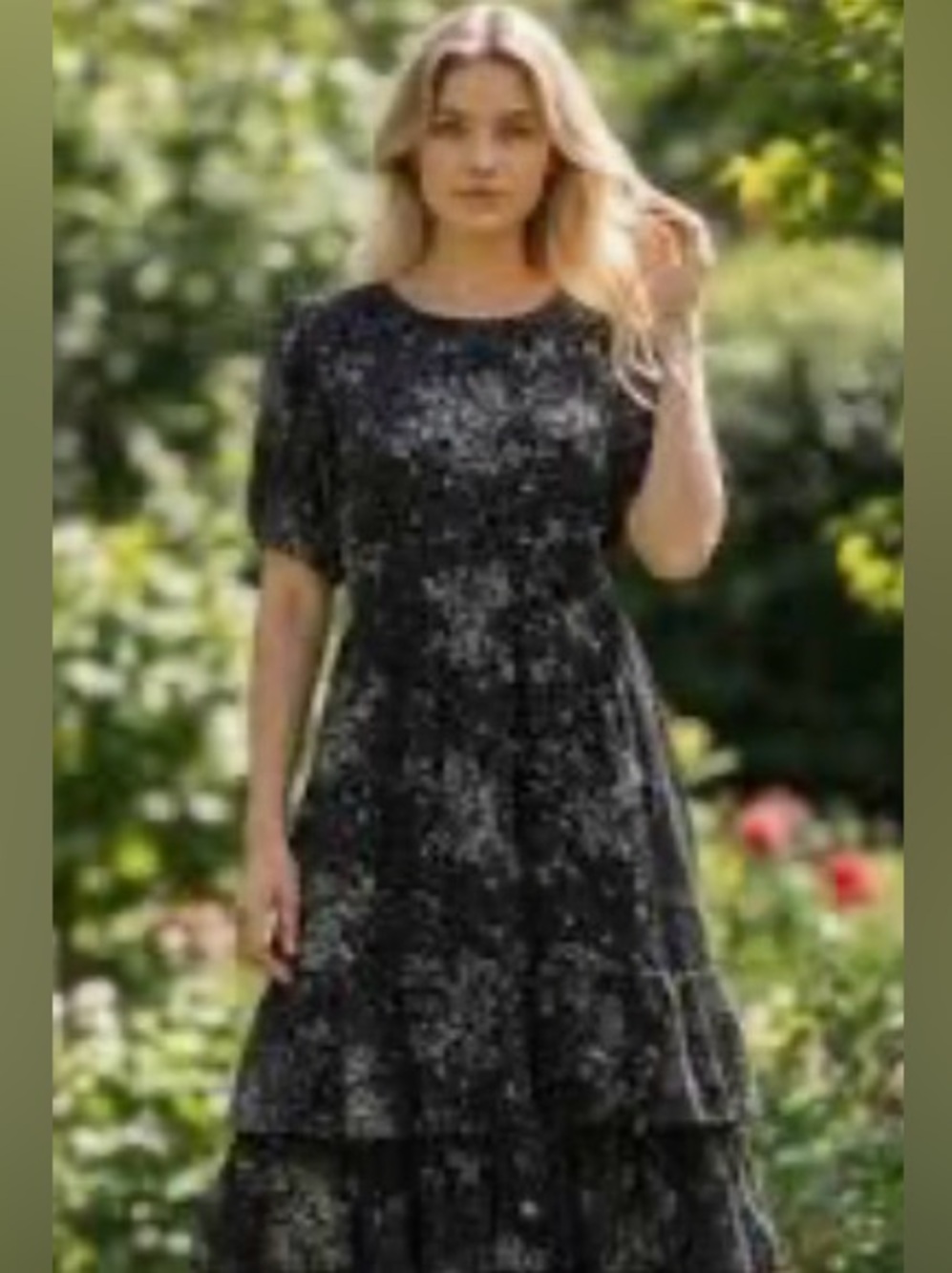 JessaKae Black Floral Tiered Maxi Dress